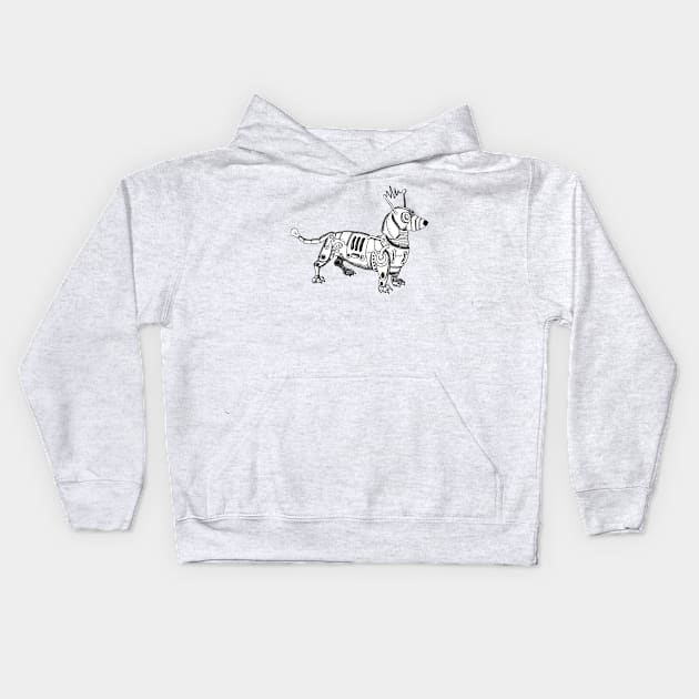 Daschund robot. Kids Hoodie by Swtch